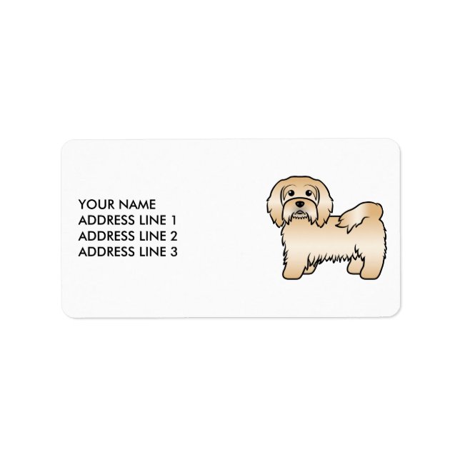Fawn Havanese Cute Cartoon Dog & Custom Text Label (Front)