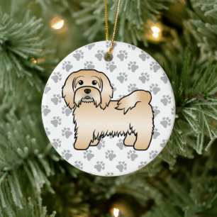 Fawn Havanese Cute Cartoon Dog Illustration Ceramic Tree Decoration