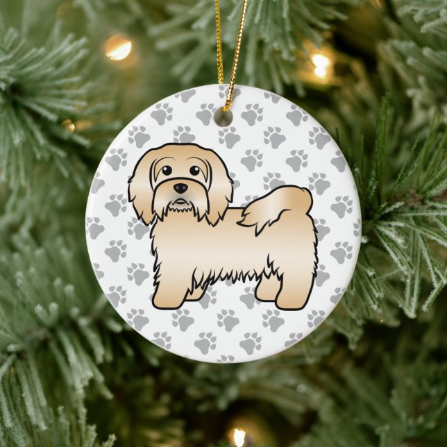 Fawn Havanese Cute Cartoon Dog Illustration Ceramic Tree Decoration (Tree)