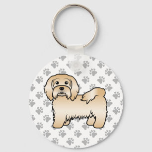 Fawn Havanese Cute Cartoon Dog Illustration Key Ring