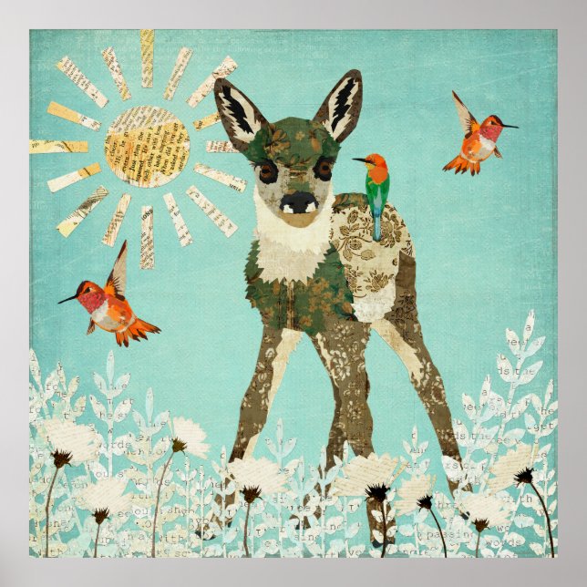 Fawn & Hummingbirds Poster (Front)