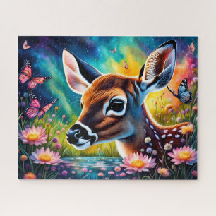 Fawn in Meadow Pond Jigsaw Puzzle