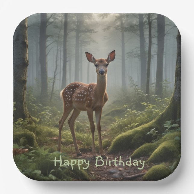 Fawn in the Forest Paper Plate (Front)