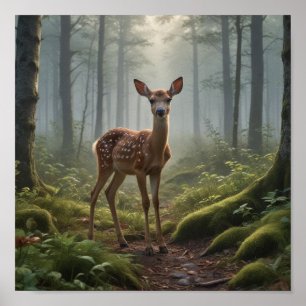 Fawn in the Forest Poster