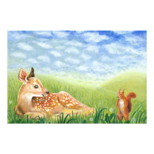 Fawn in the Grass Illustration  Photo Print