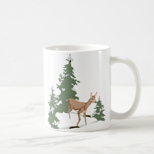 Fawn in Winter's Forest Coffee Mug (Right)