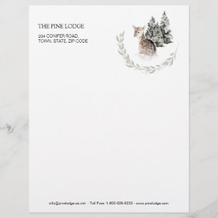 Fawn in Winter Forest  Custom Letterhead