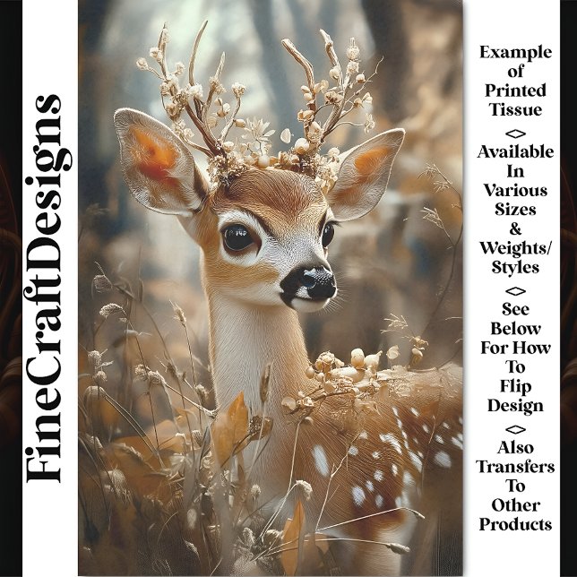 Fawn In Woodland, Flowers, Berries CF7 Decoupage Tissue Paper (Creator Uploaded)