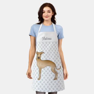 Fawn Italian Greyhound Cartoon Dog With A Name Apron