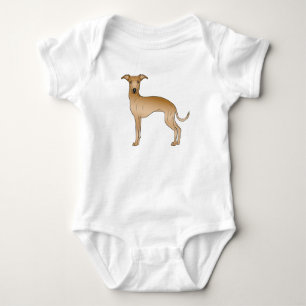 Fawn Italian Greyhound Cute Cartoon Dog Design Baby Bodysuit