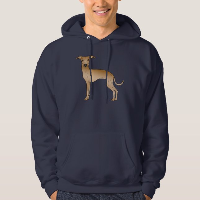 Fawn Italian Greyhound Cute Cartoon Dog Design Hoodie (Front)