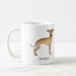 Fawn Italian Greyhound Cute Cartoon Dog With Name Coffee Mug