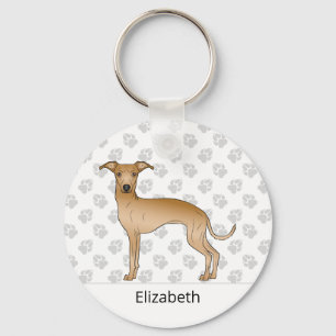 Fawn Italian Greyhound Cute Dog With Custom Name Key Ring