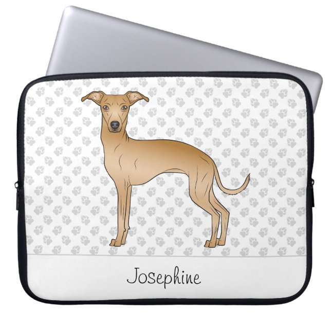 Fawn Italian Greyhound Cute Dog With Custom Name Laptop Sleeve (Front)