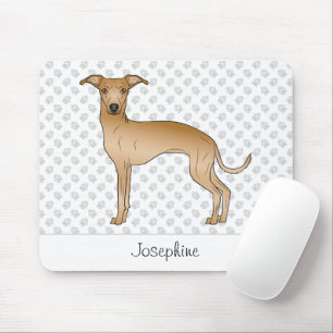 Fawn Italian Greyhound Cute Dog With Custom Name Mouse Mat
