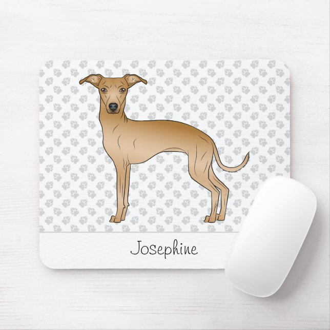 Fawn Italian Greyhound Cute Dog With Custom Name Mouse Mat (With Mouse)