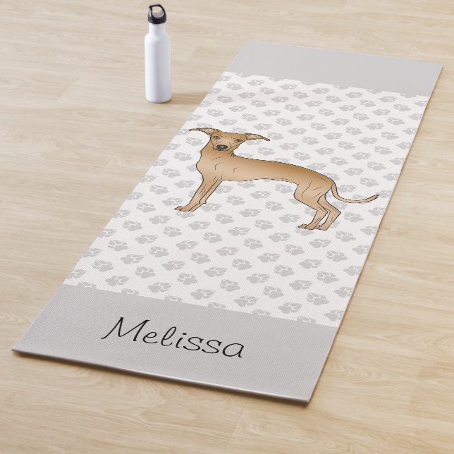 Fawn Italian Greyhound Cute Dog With Custom Name Yoga Mat (In Situ)