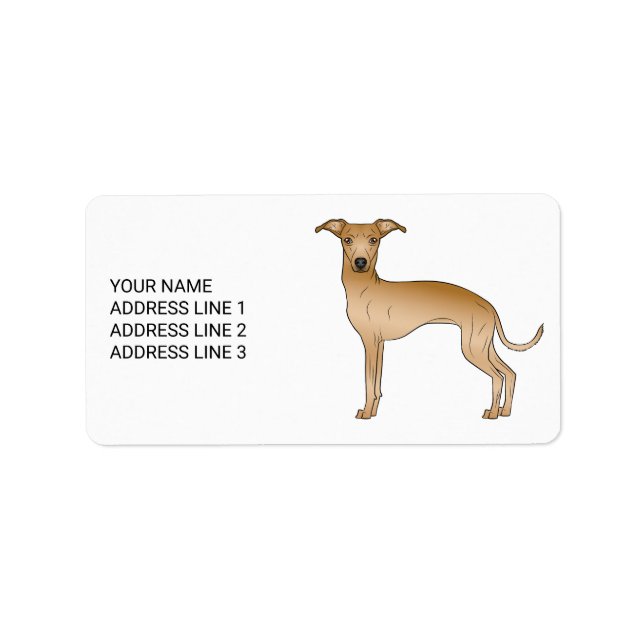 Fawn Italian Greyhound Cute Dog With Custom Text Label (Front)
