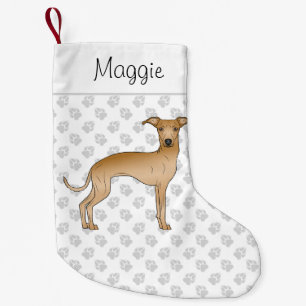 Fawn Italian Greyhound Dog With Custom Name Small Christmas Stocking