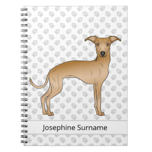 Fawn Italian Greyhound Dog With Custom Text Notebook