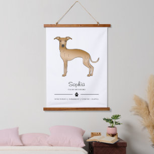 Fawn Italian Greyhound With A Paw And Custom Text Hanging Tapestry