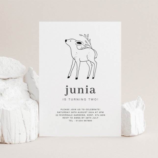 Fawn Line Drawing Birthday Invitation (Creator Uploaded)