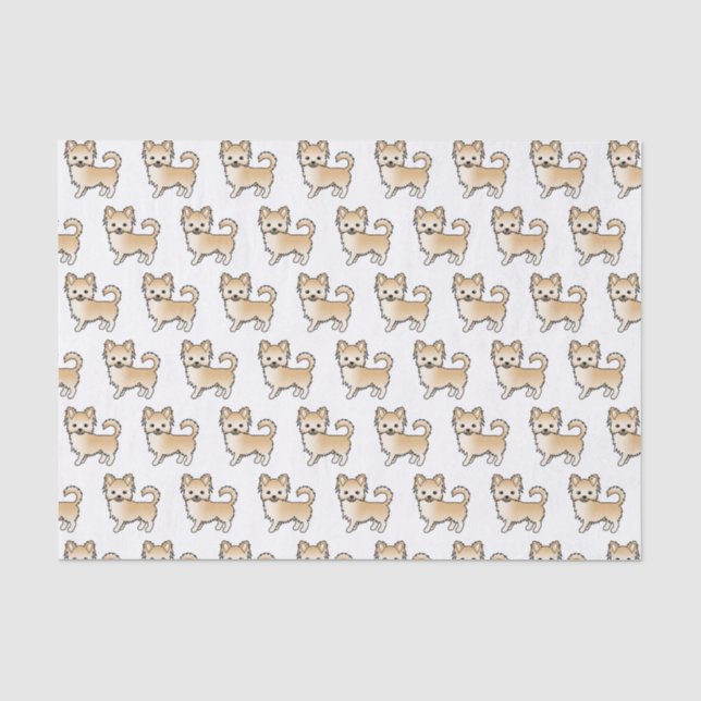 Fawn Long Coat Chihuahua Cute Dog Pattern Tissue Paper (Front)