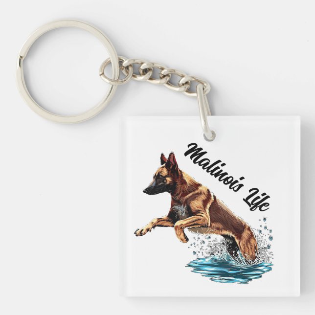 Fawn Malinois in Water Key Ring (Front)