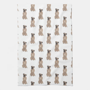 Fawn Masked Boxer Dog Tea Towel