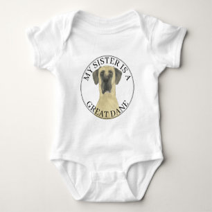 Fawn Masked Harlequin Great Dane Big Sister Baby Bodysuit