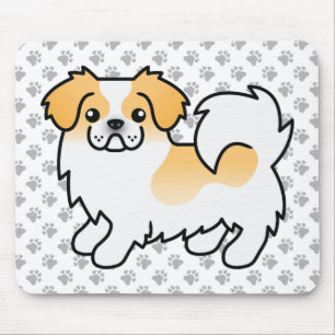 Fawn Parti-Colour Tibetan Spaniel Cute Cartoon Dog Mouse Mat