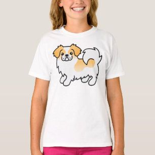 Fawn Parti-Colour Tibetan Spaniel Cute Cartoon Dog T-Shirt