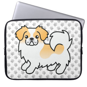 Fawn Parti-Colour Tibetan Spaniel Cute Dog & Paws Laptop Sleeve