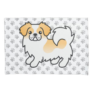 Fawn Parti-Colour Tibetan Spaniel Cute Dog & Paws Pillowcase