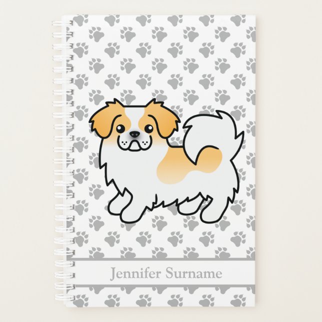 Fawn Parti-Colour Tibetan Spaniel Cute Dog & Text Planner (Front)