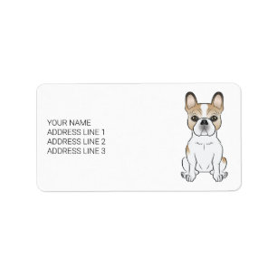 Fawn Pied French Bulldog Frenchie Cute Dog & Text Label
