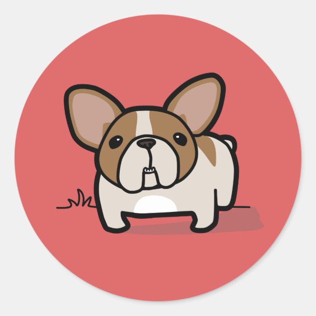 Fawn Pied Frenchie Classic Round Sticker (Front)
