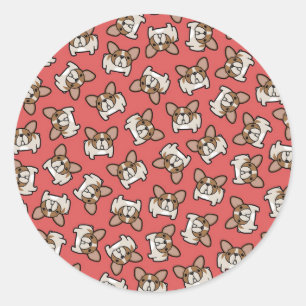 Fawn Pied Frenchies Classic Round Sticker