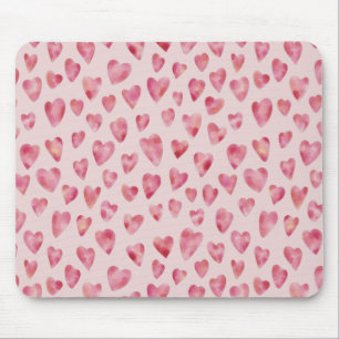 Fawn/Pink Watercolour Heart Mouse Mat