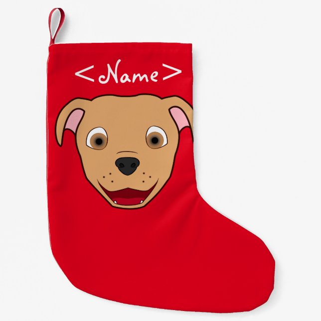 Fawn Pitbull Face Small Christmas Stocking (Front)