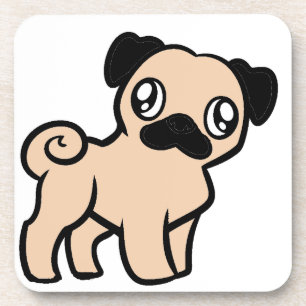 fawn pug cartoon coaster