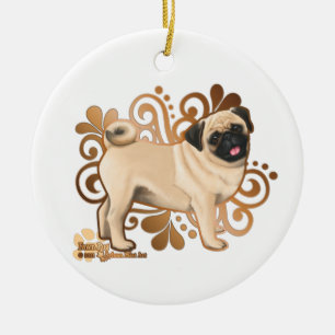 Fawn Pug Ceramic Tree Decoration