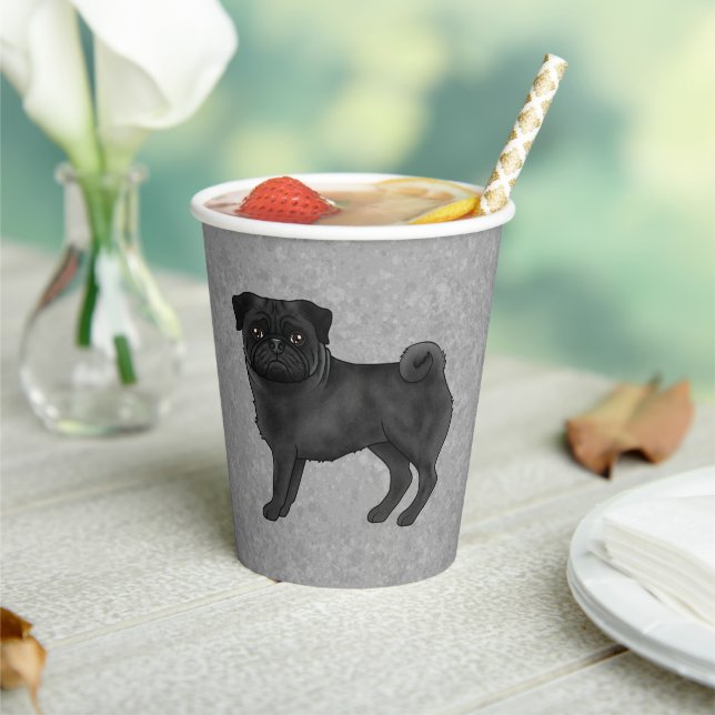 Fawn Pug Dog Canine Cute Cartoon Illustration Blue Paper Cups (Insitu)