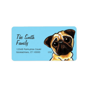 Fawn Pug Face Large Custom Colour Label
