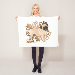 Fawn Pug Fleece Blanket