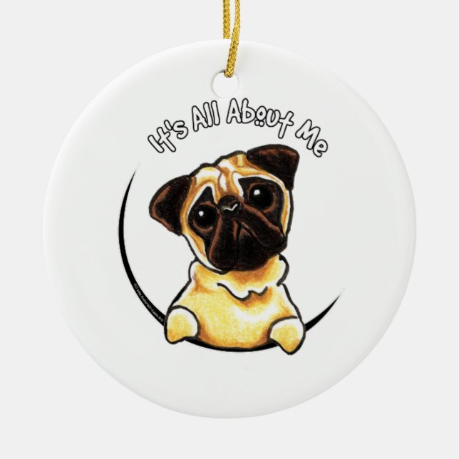 Fawn Pug IAAM Ceramic Tree Decoration (Front)