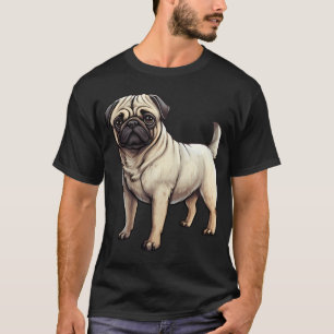 Fawn Pug Puppy Dog Drawing T-Shirt