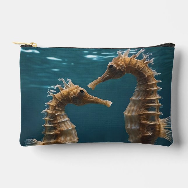 Fawn Romantic Seahorses Under The Ocean,  Accessory Pouch (Front)