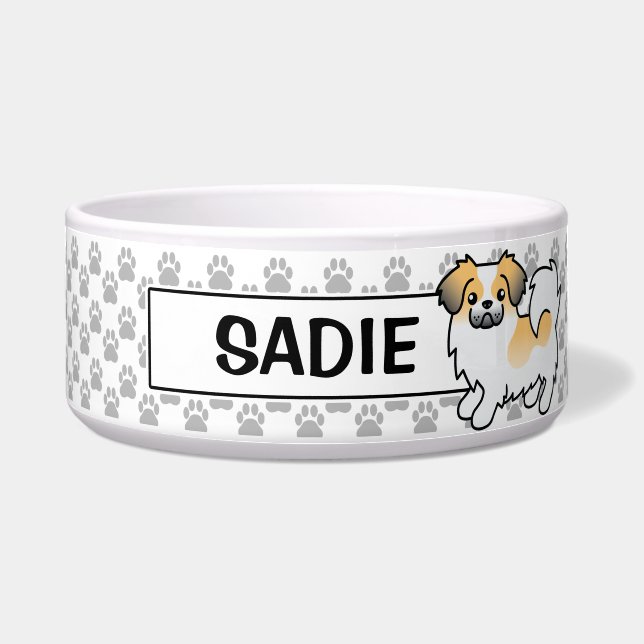 Fawn Sable Parti-colour Tibetan Spaniel Cartoon Do (Front)