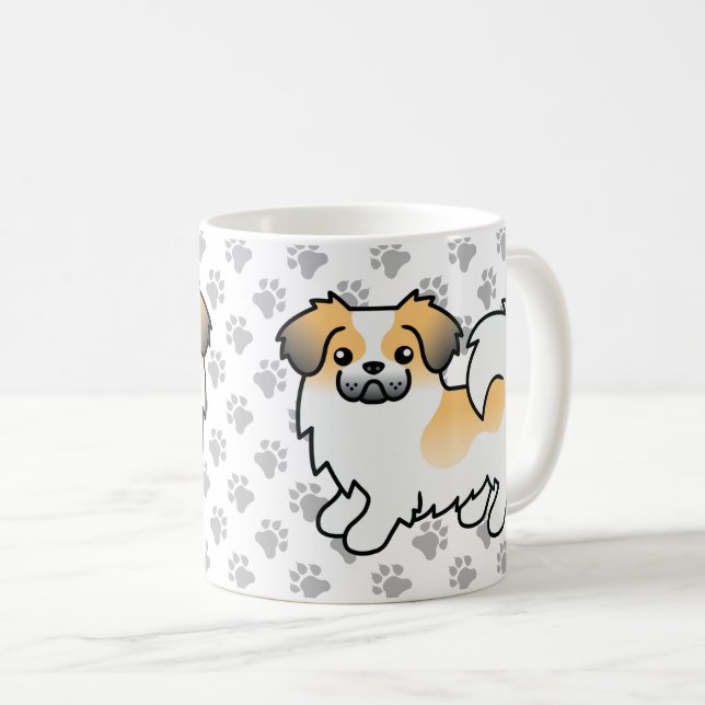 Fawn Sable Parti-Colour Tibetan Spaniel Cute Dog Coffee Mug (Front Right)